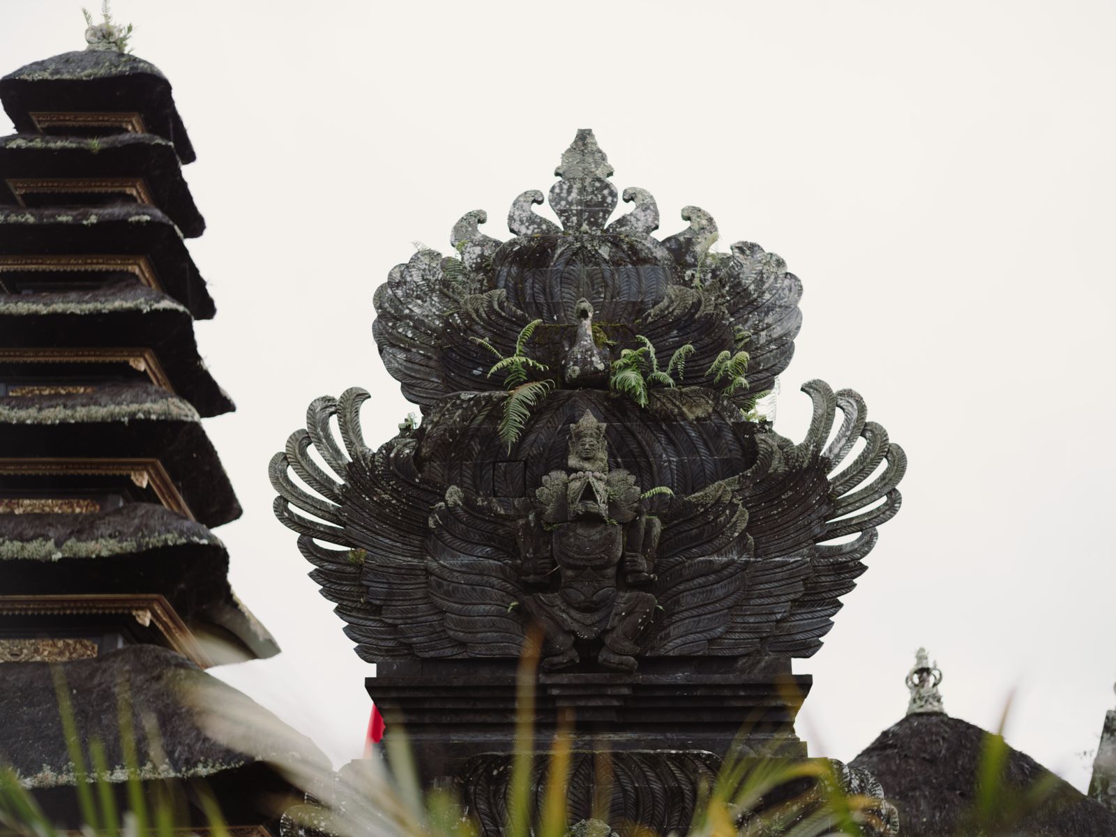 An ornately carved Balinese temple gate